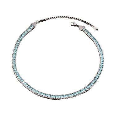 Imagem de Colar Feminino De Luxo Em Aço Inoxidável 316L Com Corrente Tennis E Zi