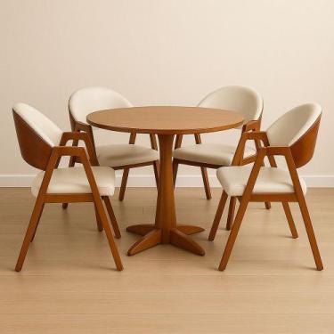 Imagem de Kit 4 Cadeiras Luiza Sala de Jantar com Braço Madeira Maciça Movellu H