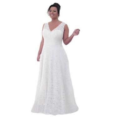 Imagem de Vestido Renda 86 Festa Longo Noiva Casamento Plus Size Civil - Bella F