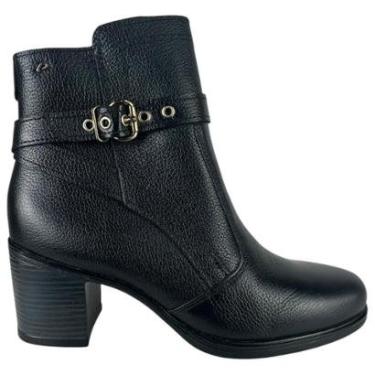 Imagem de Bota Feminina Pegada Forrada Salto Bloco Cano Baixo em Couro Cor:;Tamanho:35-Feminino