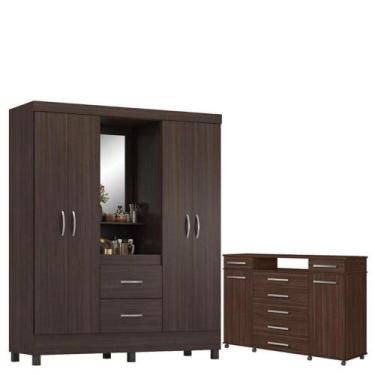 Imagem de Guarda Roupa Casal Lord Com Cômoda London Café - Demóbile