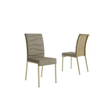 Imagem de Cadeira Sala De Jantar Wave 1754 Kit 2 Un Dourado-linho Bamboo-courano Bamboo-noce - Carraro