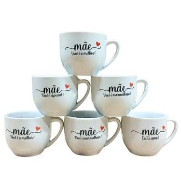 Imagem de Kit Jogo Conjunto 6 Xícara Mãe Café Chá Cappuccino Porcelana - Antilop