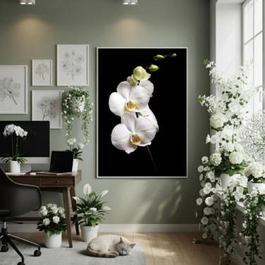 Imagem de Quadro Decor Flor Orquídea Mariposa 70X50Cm Mold Branca - Quadros On-L