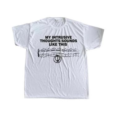 Imagem de Camiseta Unissex De Moda Esportiva Com Notas Musicais Amarelas Y2k Est