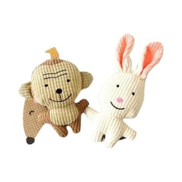 Imagem de Brinquedos De Pelúcia Fofos Com Apito Para Pets, 2 Peças (Vaca, Coelho