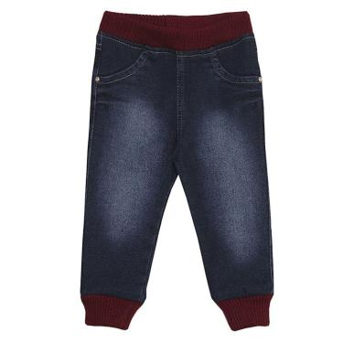Imagem de Calça Infantil Look Jeans Jogger Moletom Jeans - 1P - UNICA-Feminino