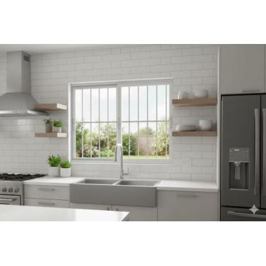 Imagem de Janela de Correr 2 Folhas Max Com Grade Alumínio Branco 100x150 Linha 