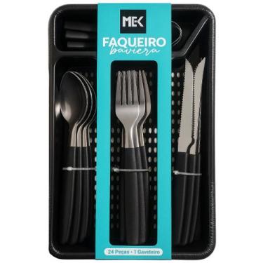 Imagem de Faqueiro Baviera Jolitex Mek 24 Peças Aço Inox Cabo Plástico - Jolitex