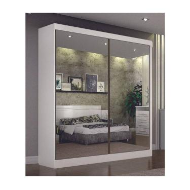 Imagem de Guarda Roupa Solteiro Espelhado 2 Portas 3 Gavetas - -branco - Leifer Móveis