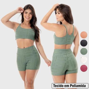 Imagem de Conjunto Fitness Top Short Poliamida Resenha Sport Alta Elasticidade Conforto-Feminino
