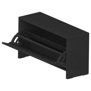 Imagem de Sapateira Com Porta Vai E Vem Empilhável - Preta - Multivisão, Preto