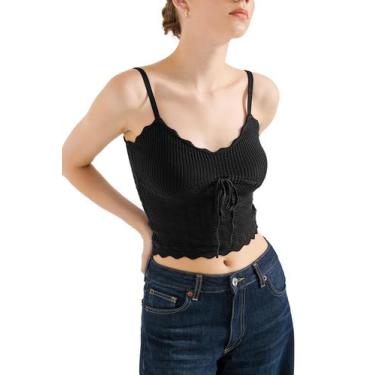 Imagem de Camiseta regata SUUKSESS Summer Sexy Spaghetti Straps com decote em V 