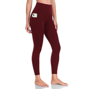 Imagem de Leggings HeyNuts Yoga Pro 7/8 com bolsos para mulheres vermelhas