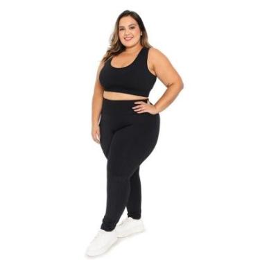 Imagem de Calça Legging Plus Size Vih Triny Montaria Empina Bumbum Lisa Peluciada Forrada-Feminino