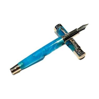 Imagem de Caneta-tinteiro De Resina Acrílica Azul, Irídio, 0,38 Mm, Acabamento E