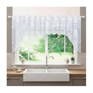 Imagem de Cortina Bando Renda Cascata Cozinha Bule Branca 3,15x1,00 - Beija Flor