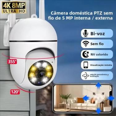 Imagem de Câmera PTZ Sem Fio 8MP Wifi IP Externa Com Zoom 4X, Rastreamento Human