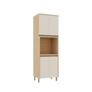 Imagem de Paneleiro 4 Portas Com Espaço Para Micro-ondas 70cm Brise Lu Carvalho/off White Pérola