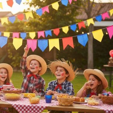 Imagem de Bandeirinha Plástica Festa Junina 100Metros Colorida ou Verde Amarela Copa do Mundo Brasil
