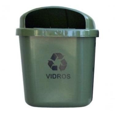 Imagem de Cesto para Coleta Seletiva Cesto Individual 40 l para Poste Ou Parede com Apagador de Cigarro Preto, Branco, Azul