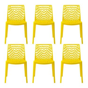Imagem de Cadeira Gruvyer Estrutura em Plástico Amarelo Kit com 6 Unidades para Jantar Cozinha e...