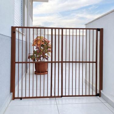 Imagem de Portão de segurança - Alumínio - 100 cm x 108 a 200 cm - Marrom