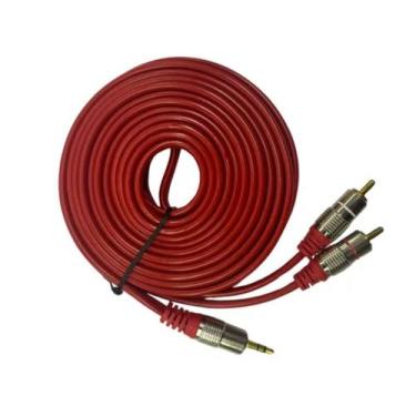 Imagem de Cabo Áudio P2 ST + 2 RCA Gold Fitz 5M Vermelho Profissional - TEBERA  