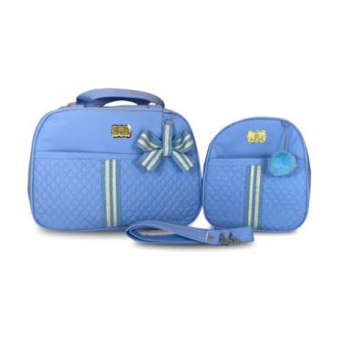 Imagem de Kit Bolsa Maternidade 2 Peças Grande Impermeável + Mochila + Trocador 