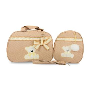 Imagem de Kit Bolsa Maternidade 2 Peças Grande Impermeável + Mochila + Trocador 