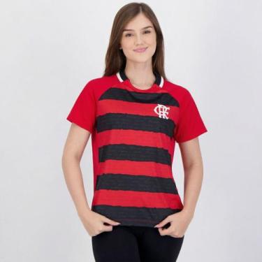 Imagem de Camiseta Flamengo Manto Raglan Feminina - Preto e Vermelho - M - Brazi