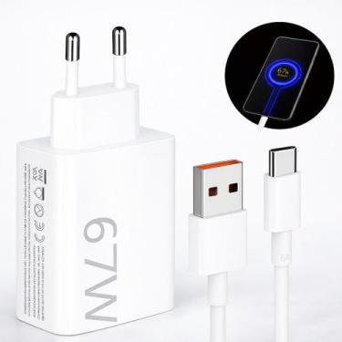 Imagem de Carregador Turbo 67W USB-A Com Cabo Tipo C Rápido Charger Compatível C