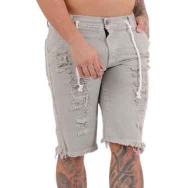 Imagem de Bermuda Jeans Masculina Estilo Detonado 100% Algodão Moderna e Confort