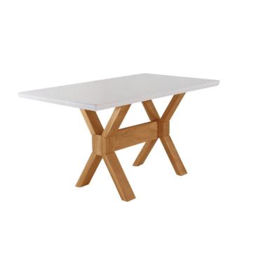 Imagem de Mesa Sala de Jantar Star 120cm Tampo Canto Moeda Laqueado com Vidro Mobillare