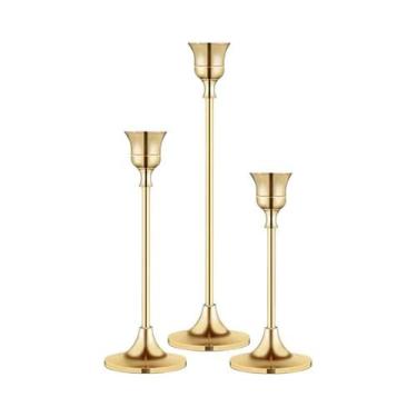 Imagem de Suportes De Velas Em Metal Dourado Nórdico 3PCS, Decoração Elegante Pa