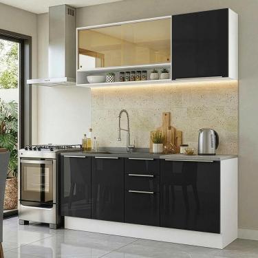 Imagem de Armário de Cozinha Compacta 180 cm Branco/Preto Lux Madesa 04