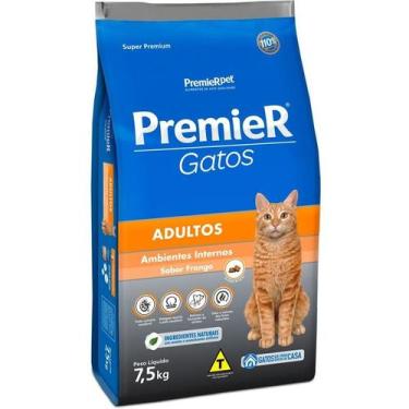 Imagem de Ração Premier Gatos Adultos Ambientes Internos Frango 7,5Kg