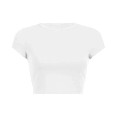 Imagem de Blusa Feminina Vintage De Cor Sólida, Top Cropped Y2K Sexy, T-Shirt Es