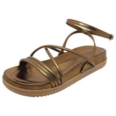 Imagem de Sandália Feminina Flatform Brilhante Moderna Social Cacci, Bronze, 38