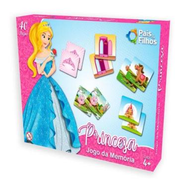 Imagem de Jogo Da Memória Princesas 20 Pares Brinquedo Infantil Didático - Pais 
