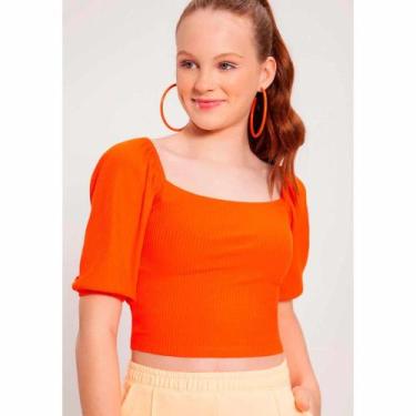 Imagem de Blusa Cropped Teen Lunender em Canelado - Laranja