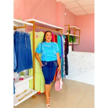 Imagem de Saia jeans feminina com aplicações - Clara Rosa , 34 