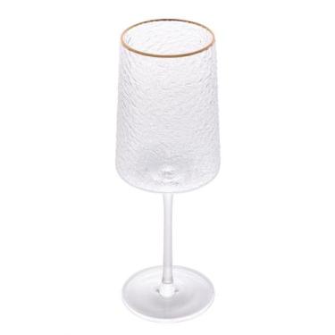 Imagem de Taça para Vinho de Cristal Ecológico Martelado com Borda Dourada Petra