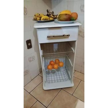 Imagem de Fruteira De Chão Cozinha Organizador Frutas Legumes Cor Branco Com 1 G