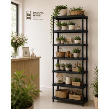 Imagem de Estante Modular Plástica Flexa de 7 Prateleiras Preta - Generic
