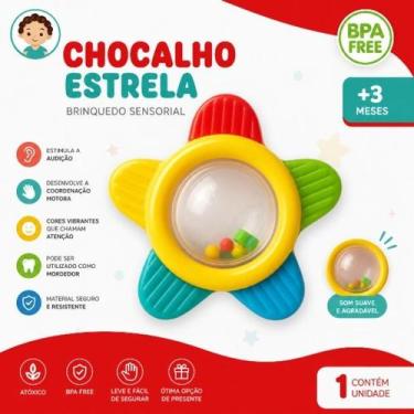 Imagem de Chocalho Bebê Sensorial Mordedor Educativo Montessori BPA Free +3 Mese