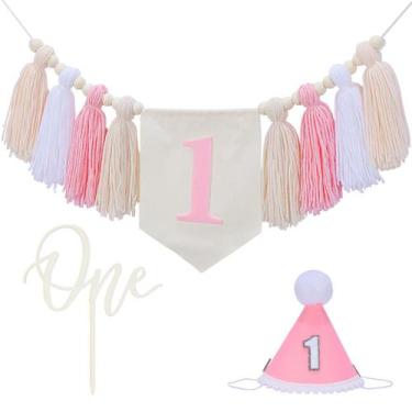 Imagem de Kit de decoração de aniversário rosa para 1º aniversário de menina Lym