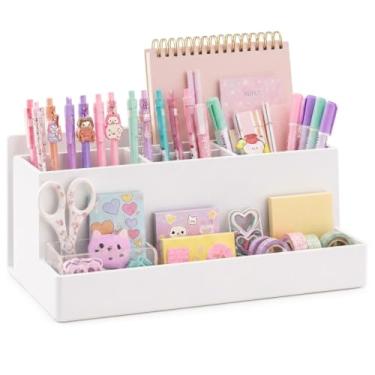 Imagem de Acrimet Organizador de Mesa, Porta Lápis Canetas, 6 Divisórias, Cor Branco