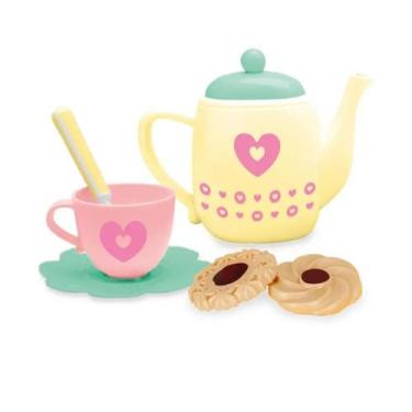 Imagem de Kit Chá Infantil Doce Cozinha Plus Cardoso Toys Com Biscoitos Faz de C