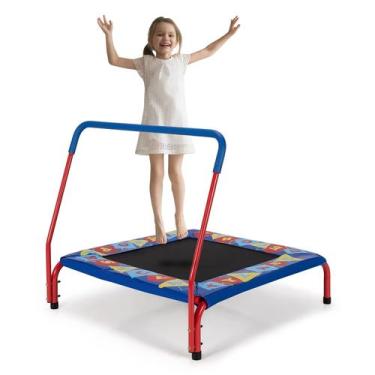 Imagem de Giantex Mini Trampolim Quadrado Infantil de 36" com Barra de Segurança